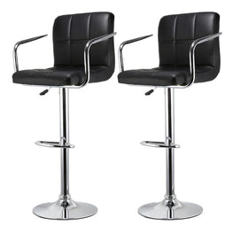 JEOBEST 2Pcs Synthetic Swivel Bar Stools Stainless Steel Adjustable Height Chairs with Footrest Barstool Chair DE FR Stock HWC